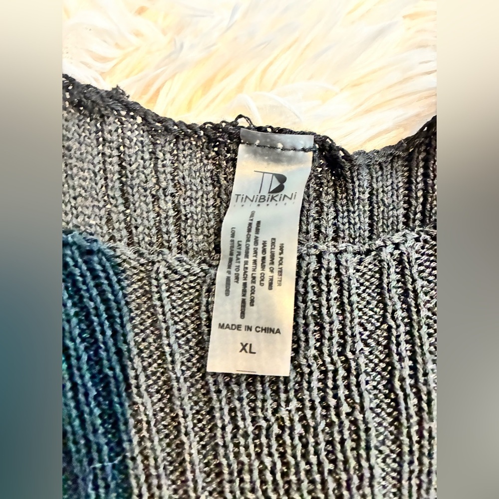 TiNiBiKiNi Black Ribbed Knit Cover-Up Tank Dress — XL - Picture 2 of 4